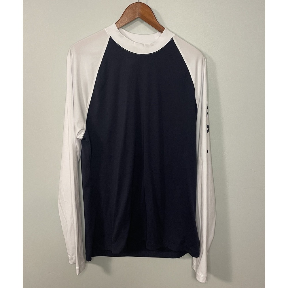 James Perse Performance Men 4 US XL Blue White Long Sleeve UPF 40 Sun Protection